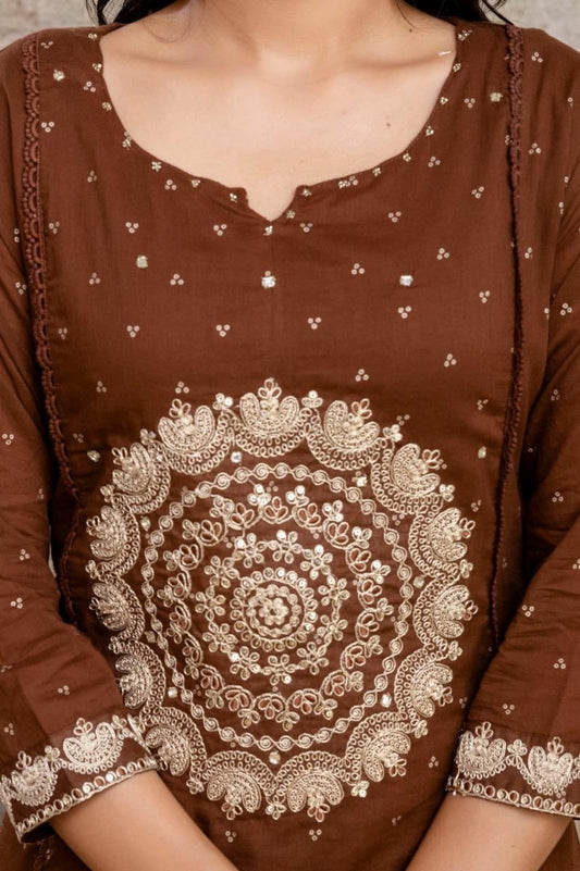 BANI MUL COTTON ZARI WORK DUPATTA SET HOA0102