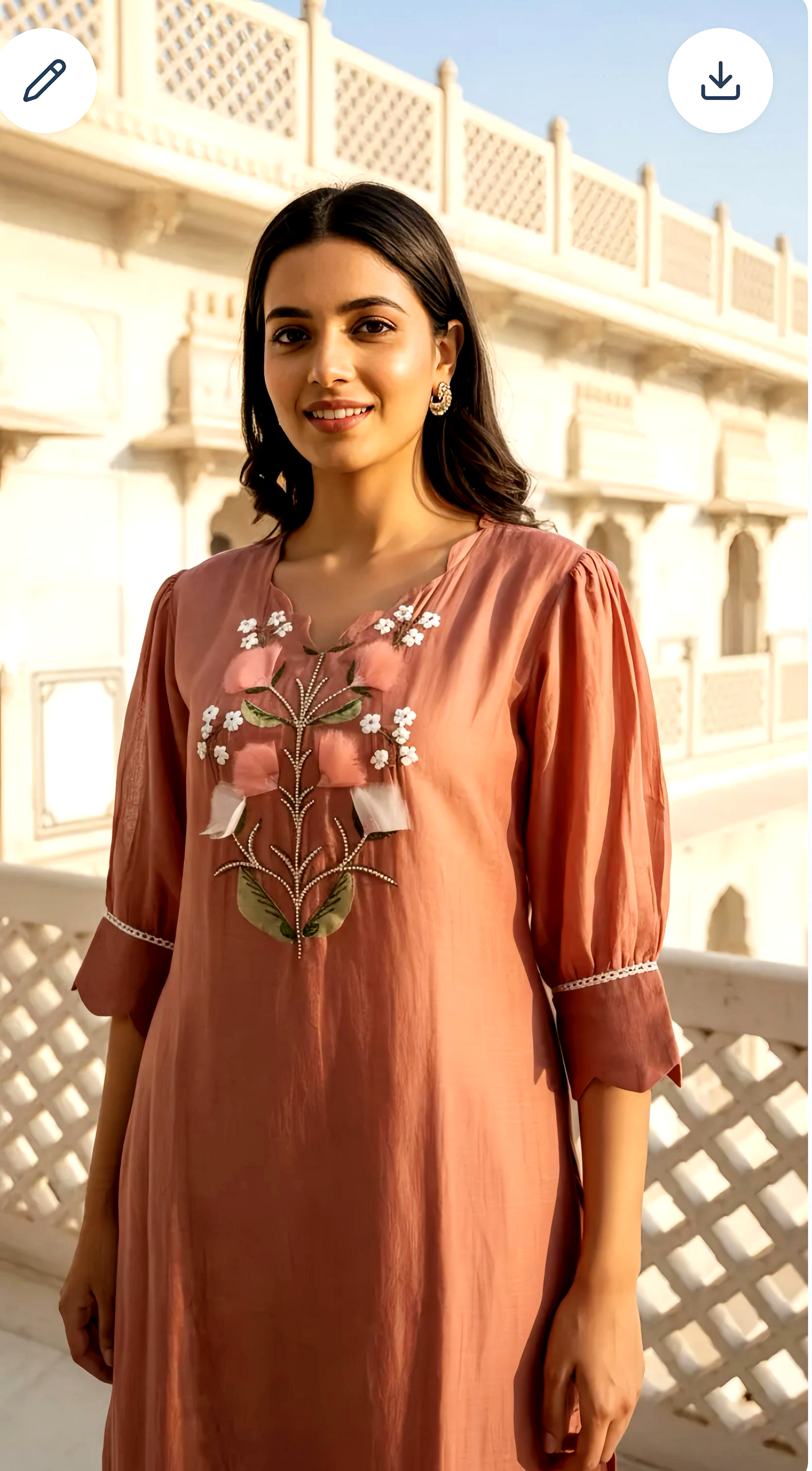 ENGLISH MUL CHANDERI DUPATTA SET HOA0170