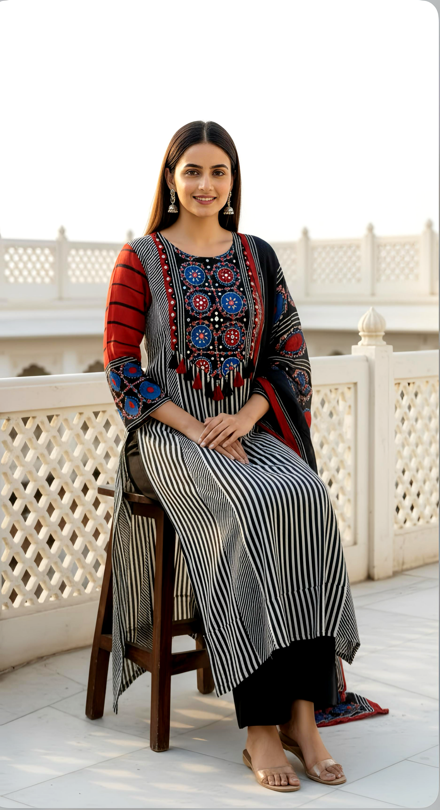 AJRAKH LUXE CREPE DUPATTA SET HOA0206