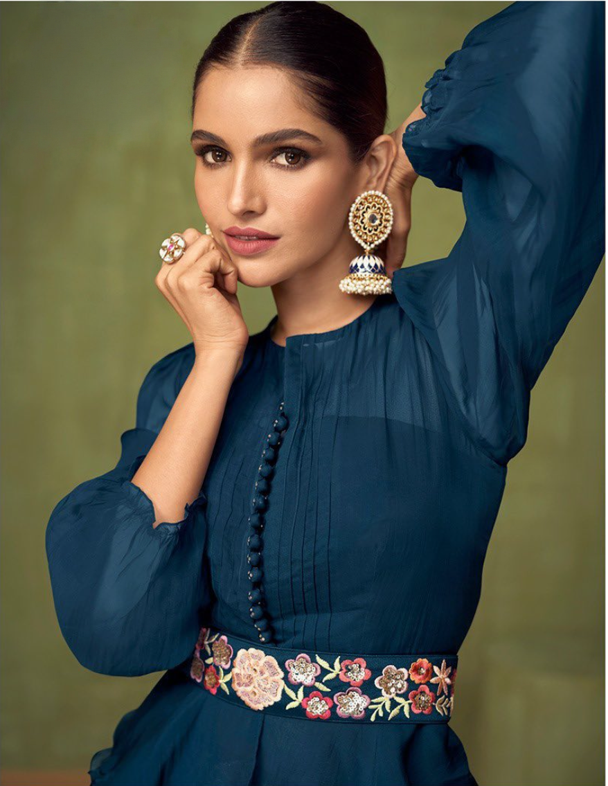 Beautiful Partywear Dress With Skirt and Belt HOA015