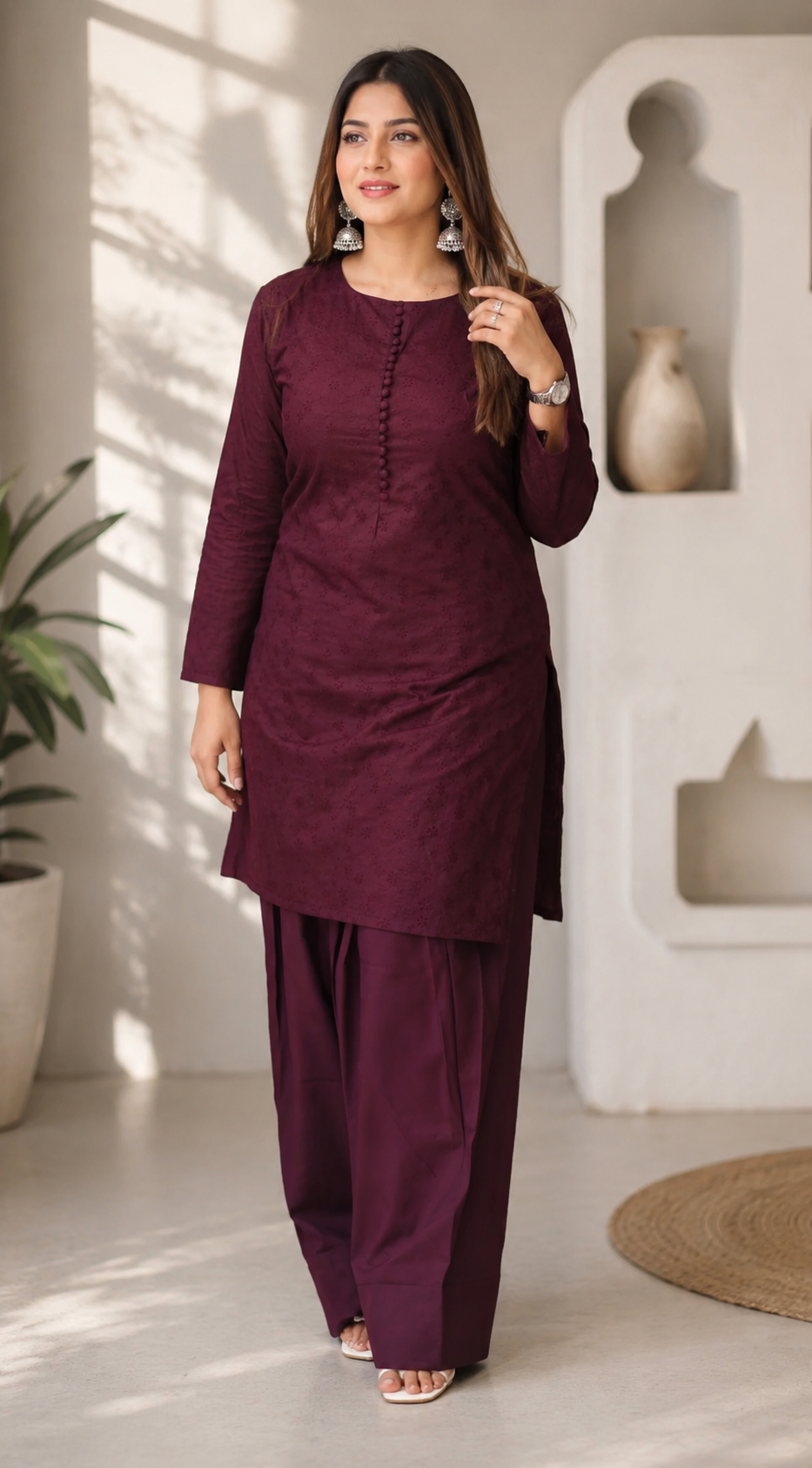 Farshi Salwar Set – Wine | H0A0211