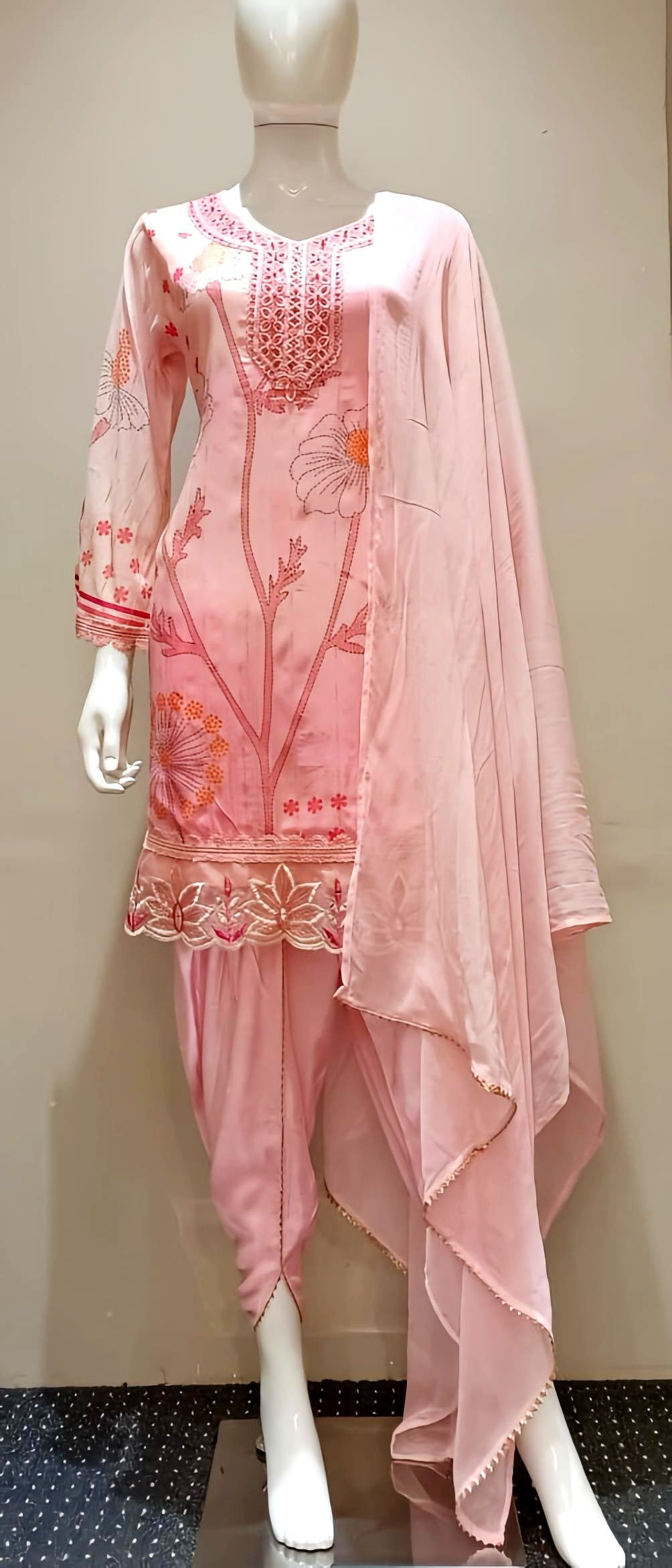 Designer pink Dhoti pants set HOA044