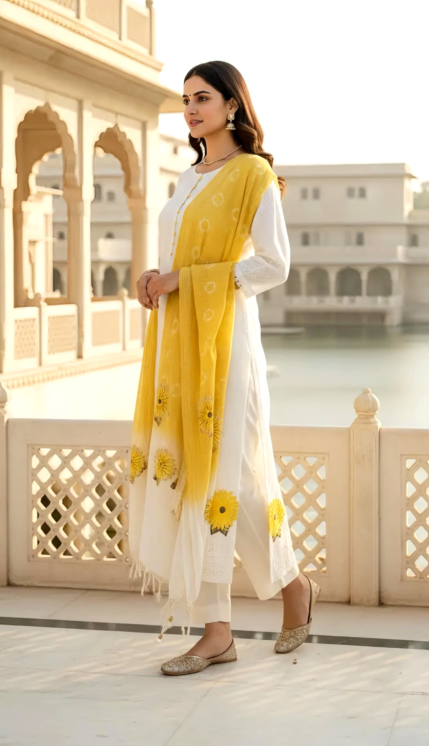 SUNFLOWER APPLIQUE WORK HOA0119