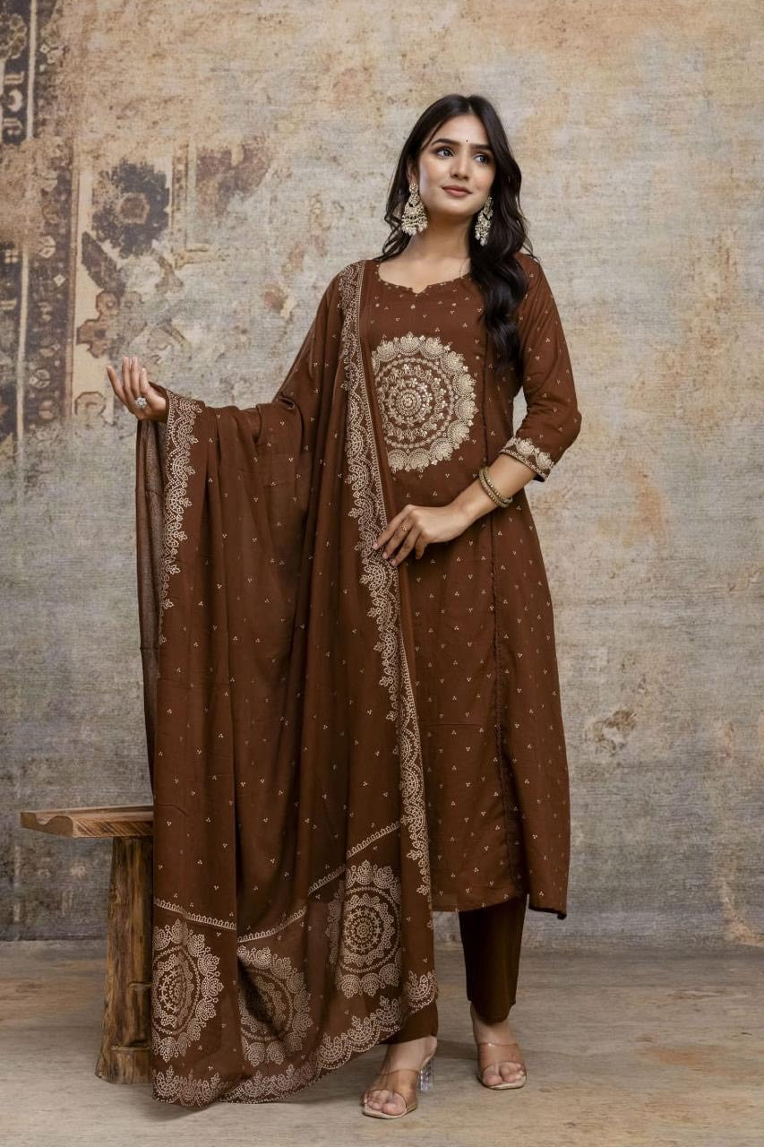 BANI MUL COTTON ZARI WORK DUPATTA SET HOA0102