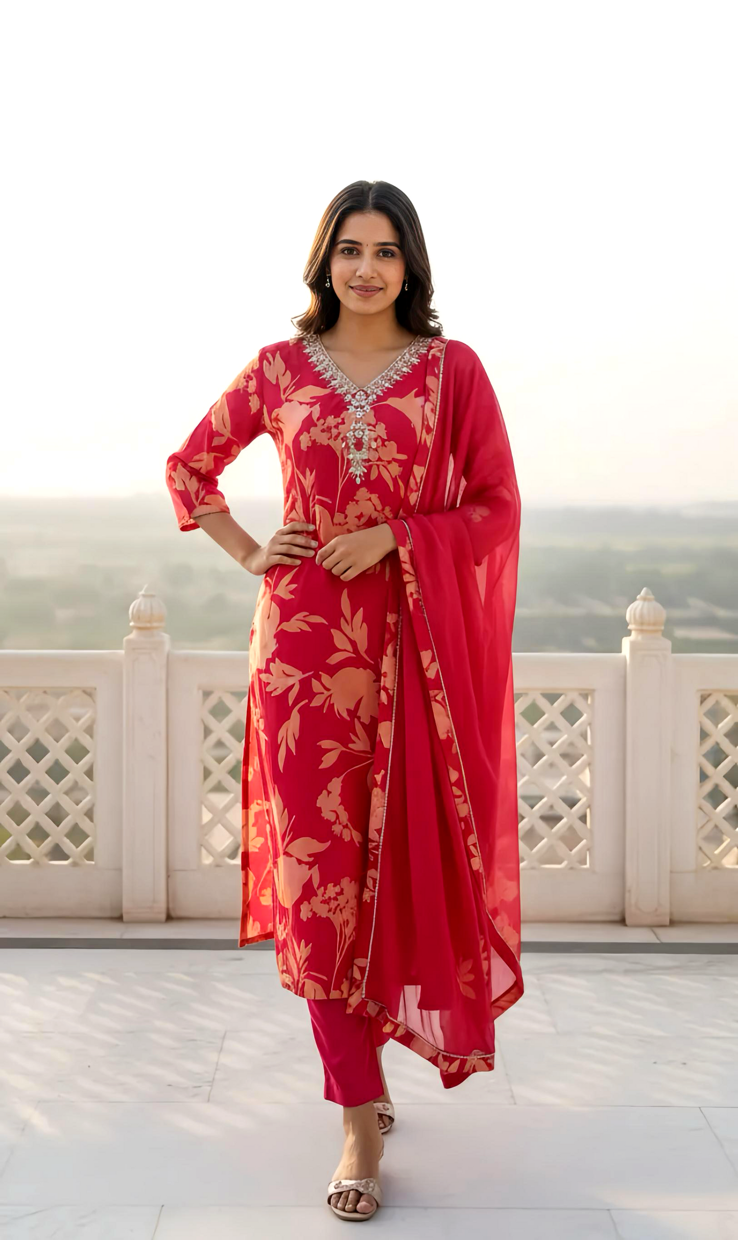 SMYRA ELEGANT SUIT WITH HAND EMBROIDERY HOA0162