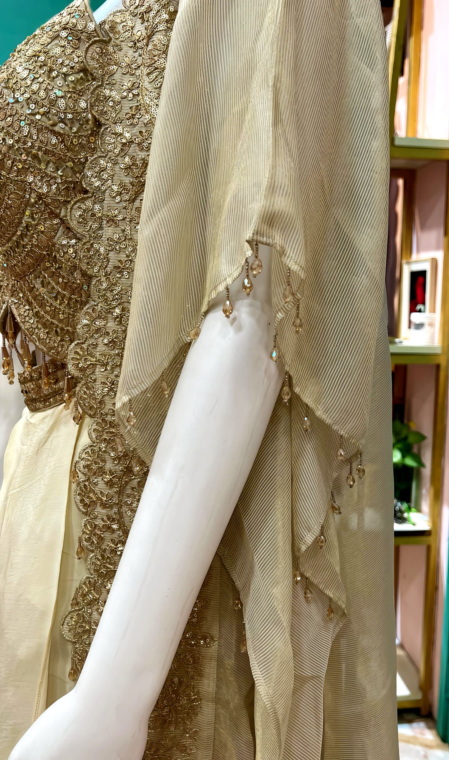 RIANA IVORY GOLD LUXE DRAPE SET HOA0182