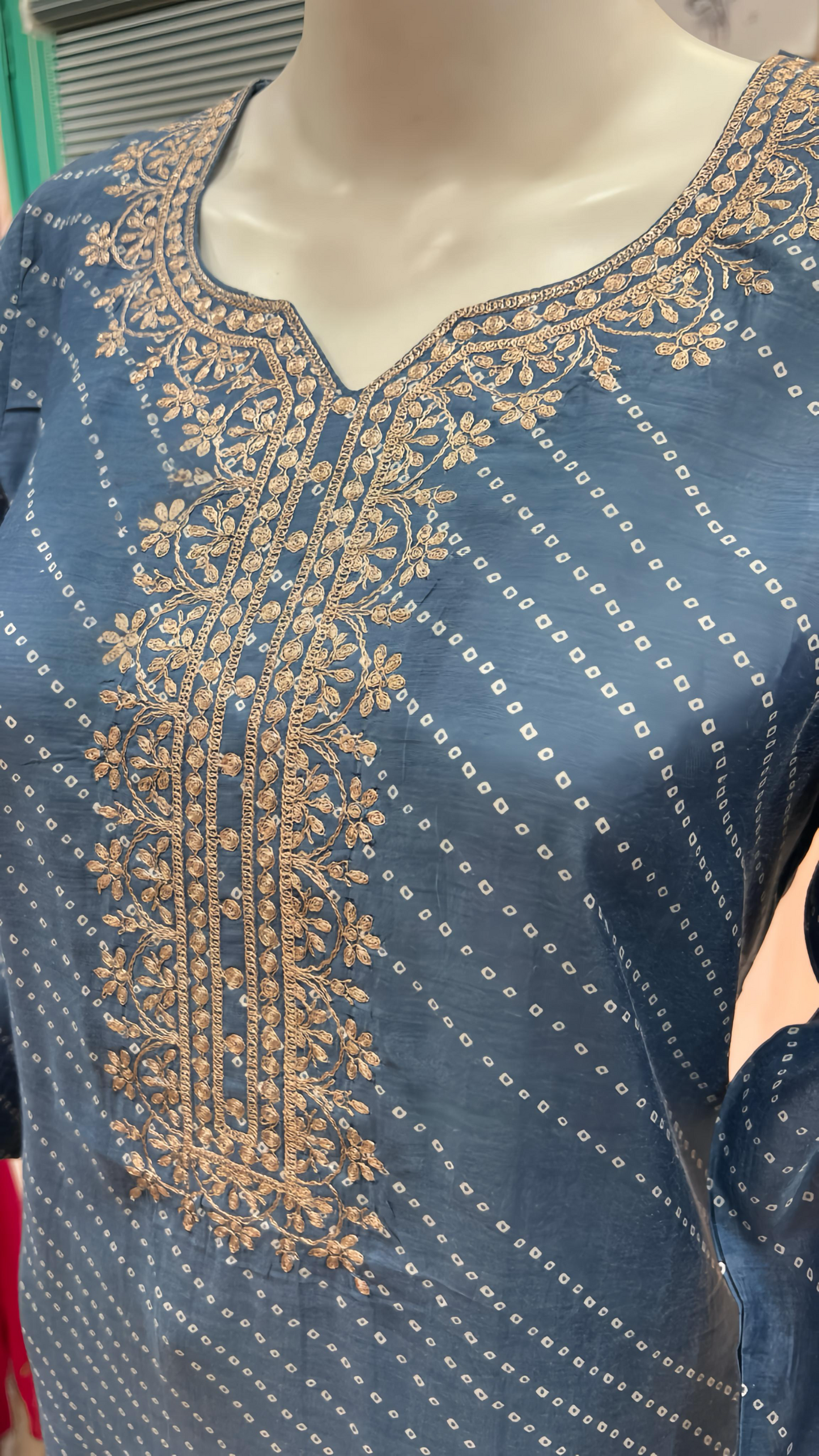 POWDER BLUE MUSLIN KURTA PANTS HOA0166