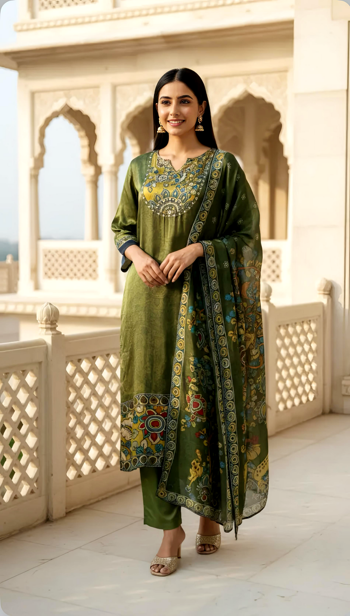 Kalamkari Printing Suit crepe HOA0200