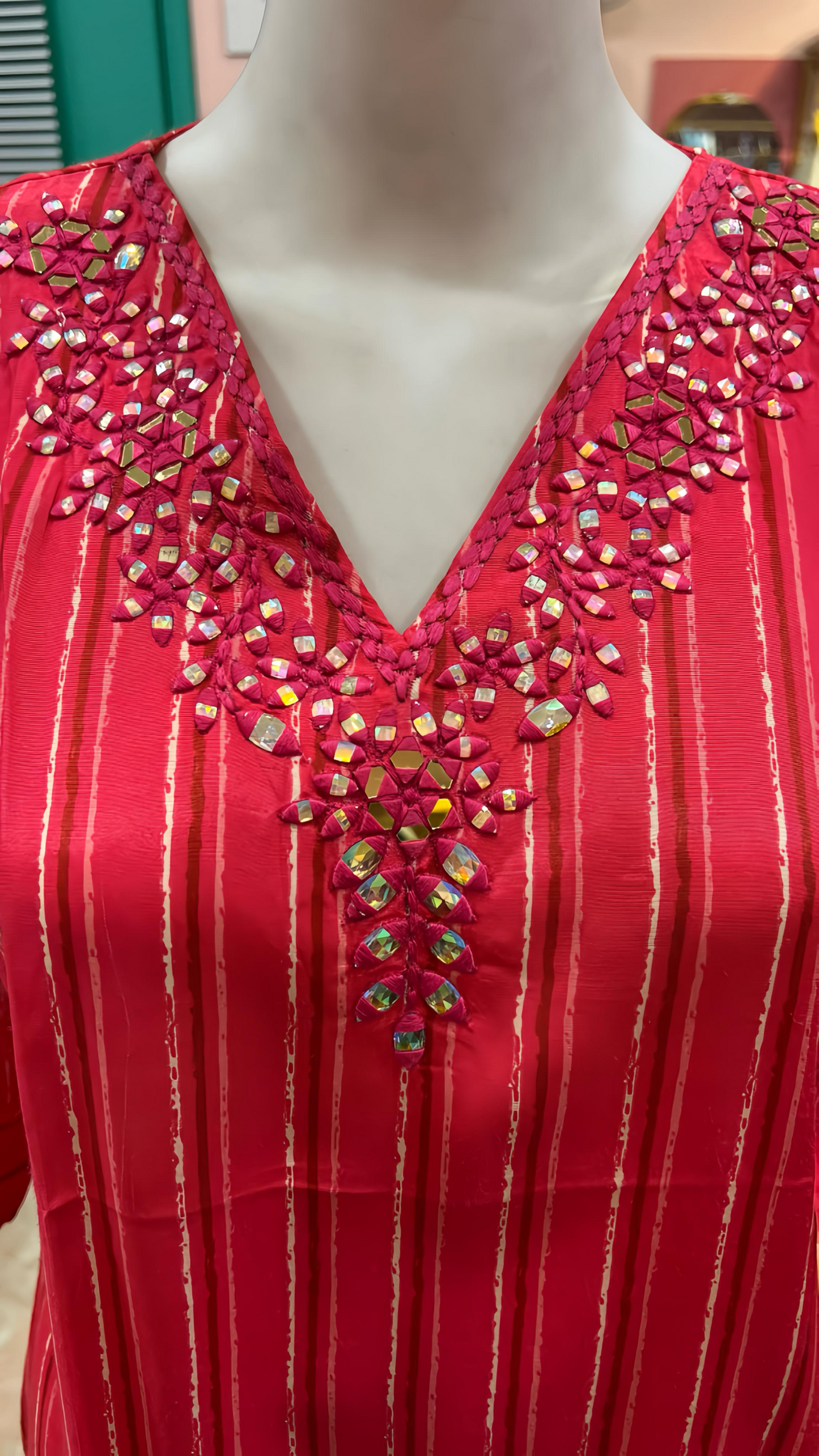 RETRO STRIPES LUXE KURTA PANTS HOA0164