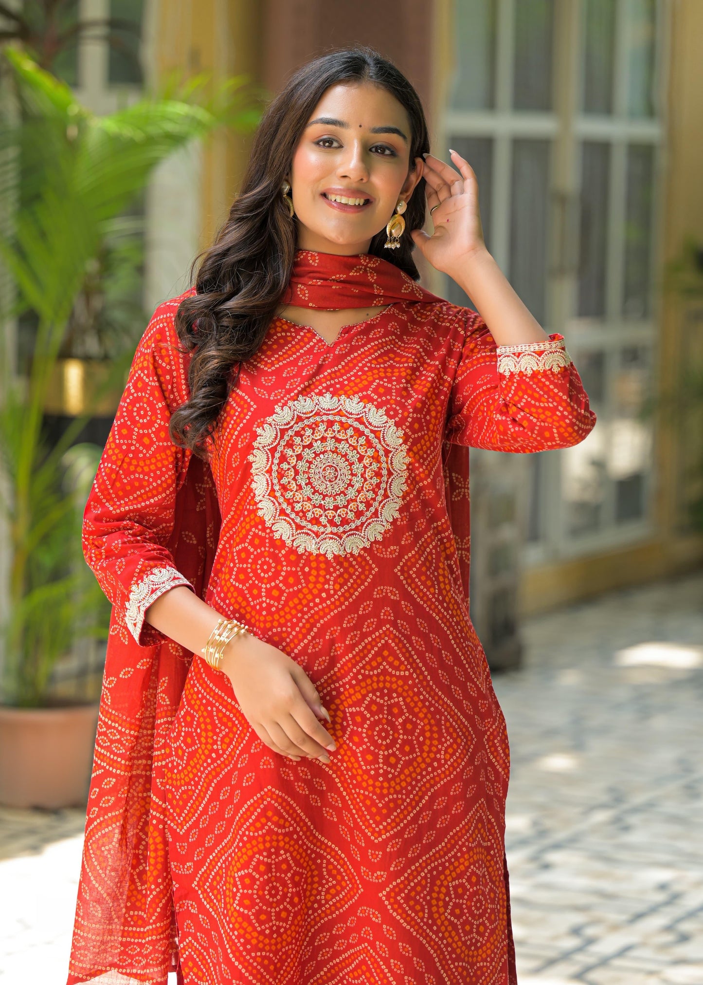 SHYNA TRADITIONAL BANDANI DUPTTA SET HOA075