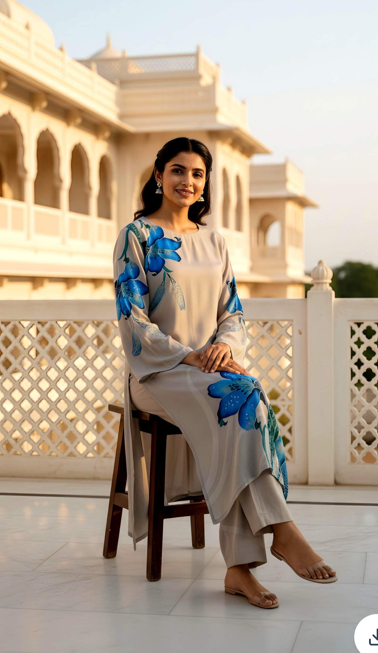 LUXE ORGANIC PLACEMENT PRINT KURTA PANTS HOA0167