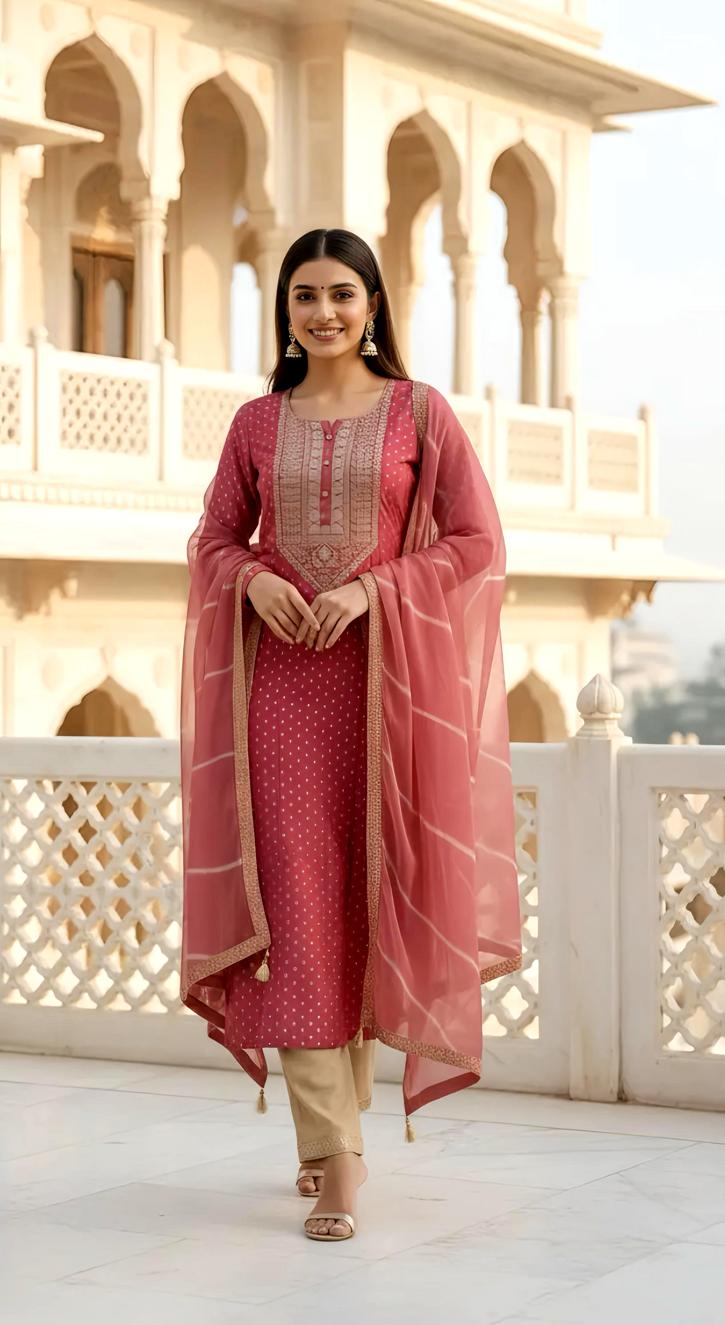 DEEPIKA BANDANI DUPATTA SET HOA0183