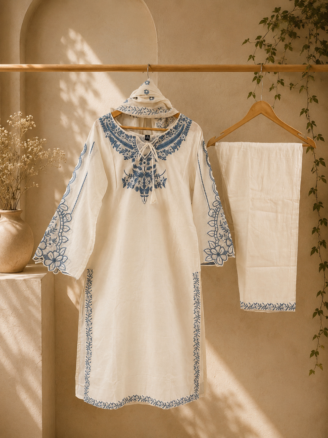 Luxury Organic Cotton Suit – Pakistani Sleeves H0A0220