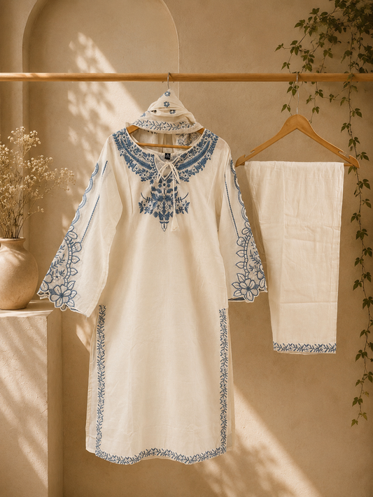 Luxury Organic Cotton Suit – Pakistani Sleeves H0A0220