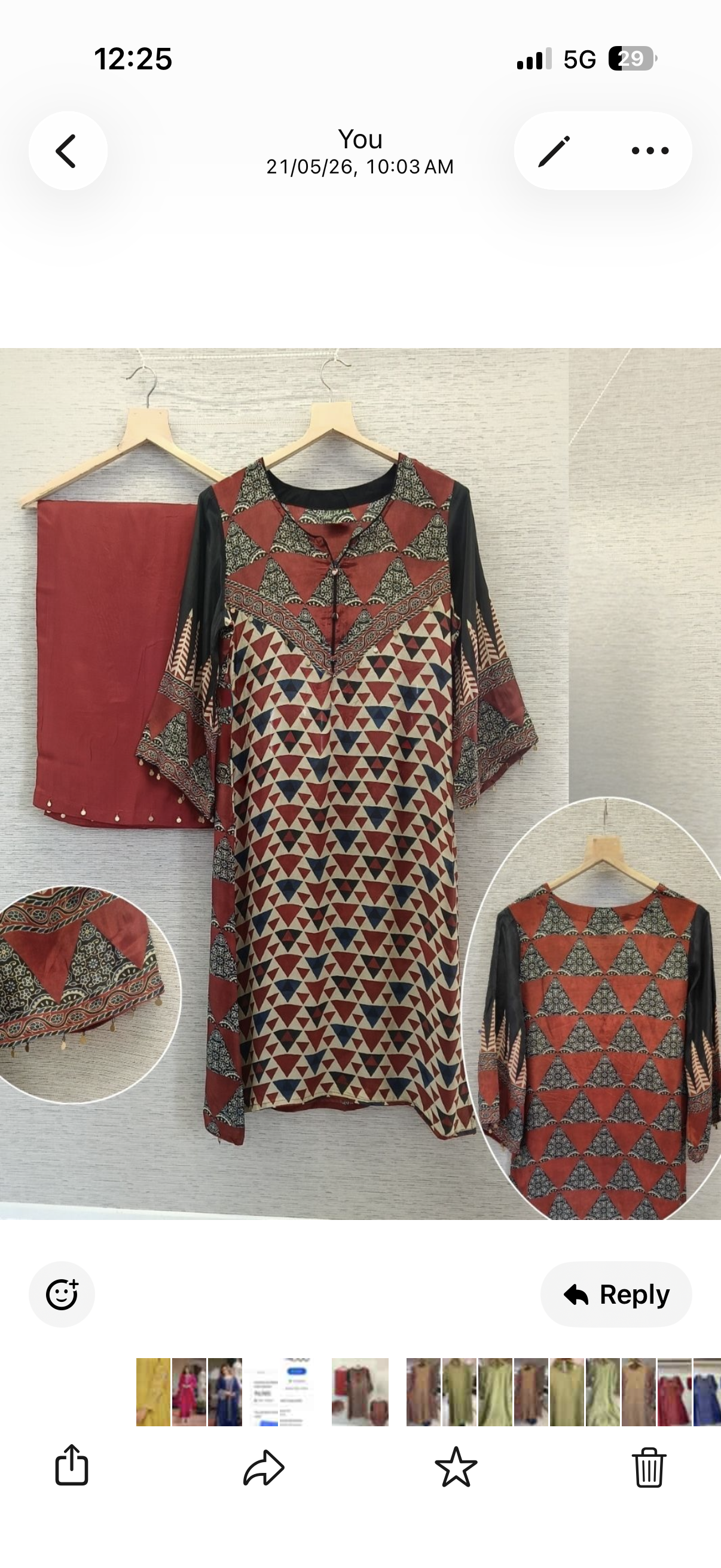 Crepe Kurta Pants – Ajrakh Print & Coin Tassels HOA223