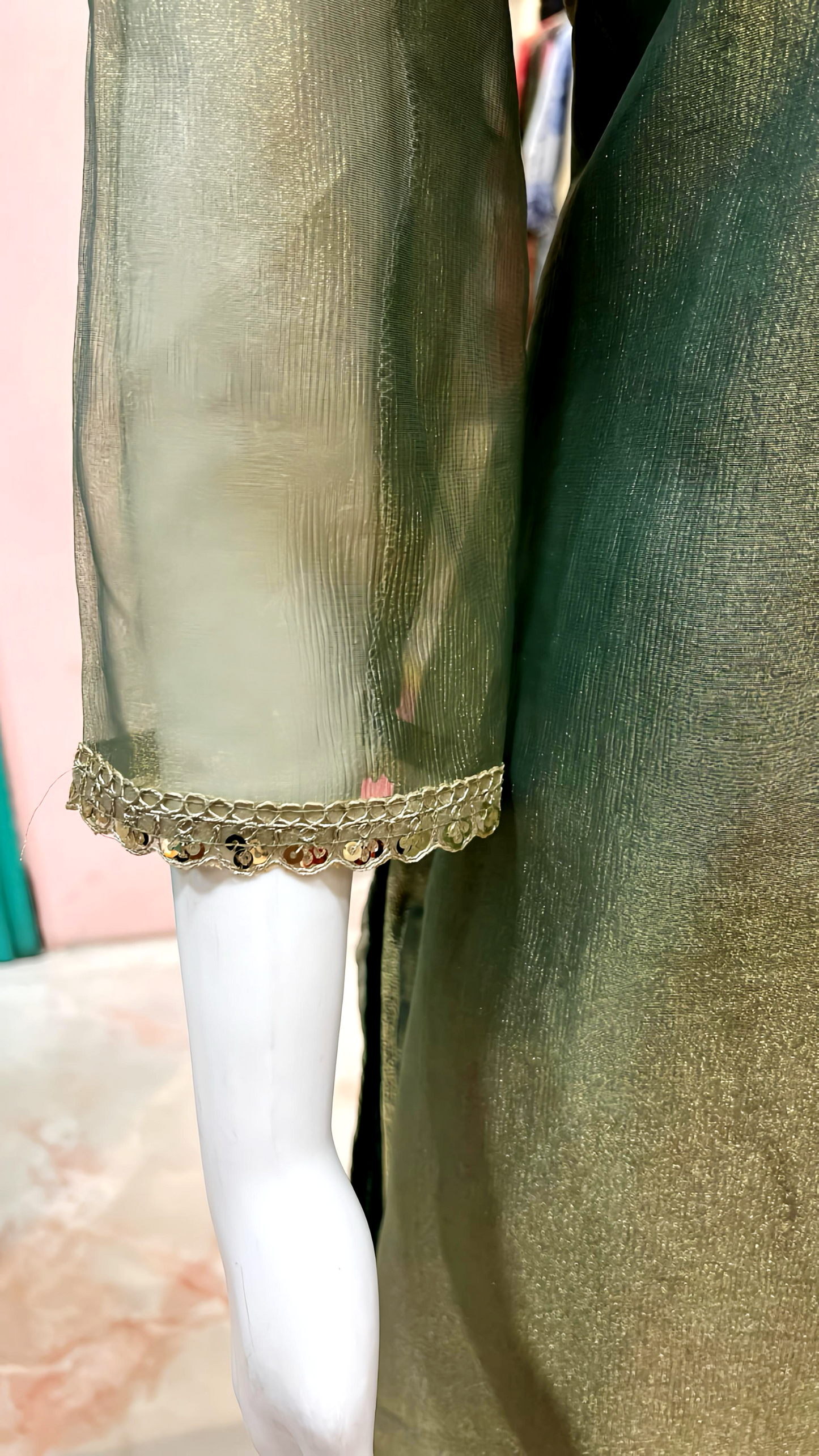 GREEN SHIMMER DUPATTA SET HOA0152