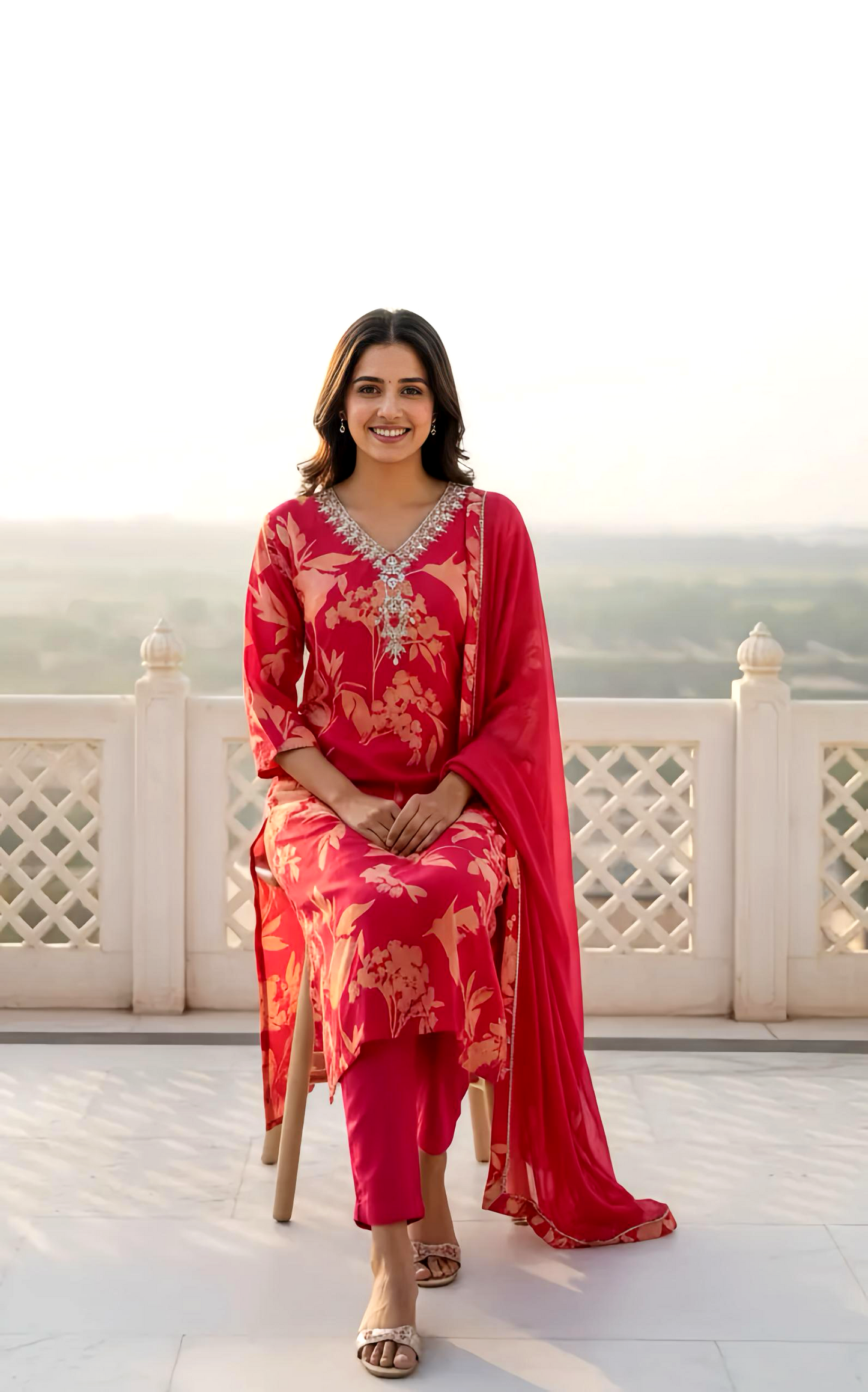 SMYRA ELEGANT SUIT WITH HAND EMBROIDERY HOA0162