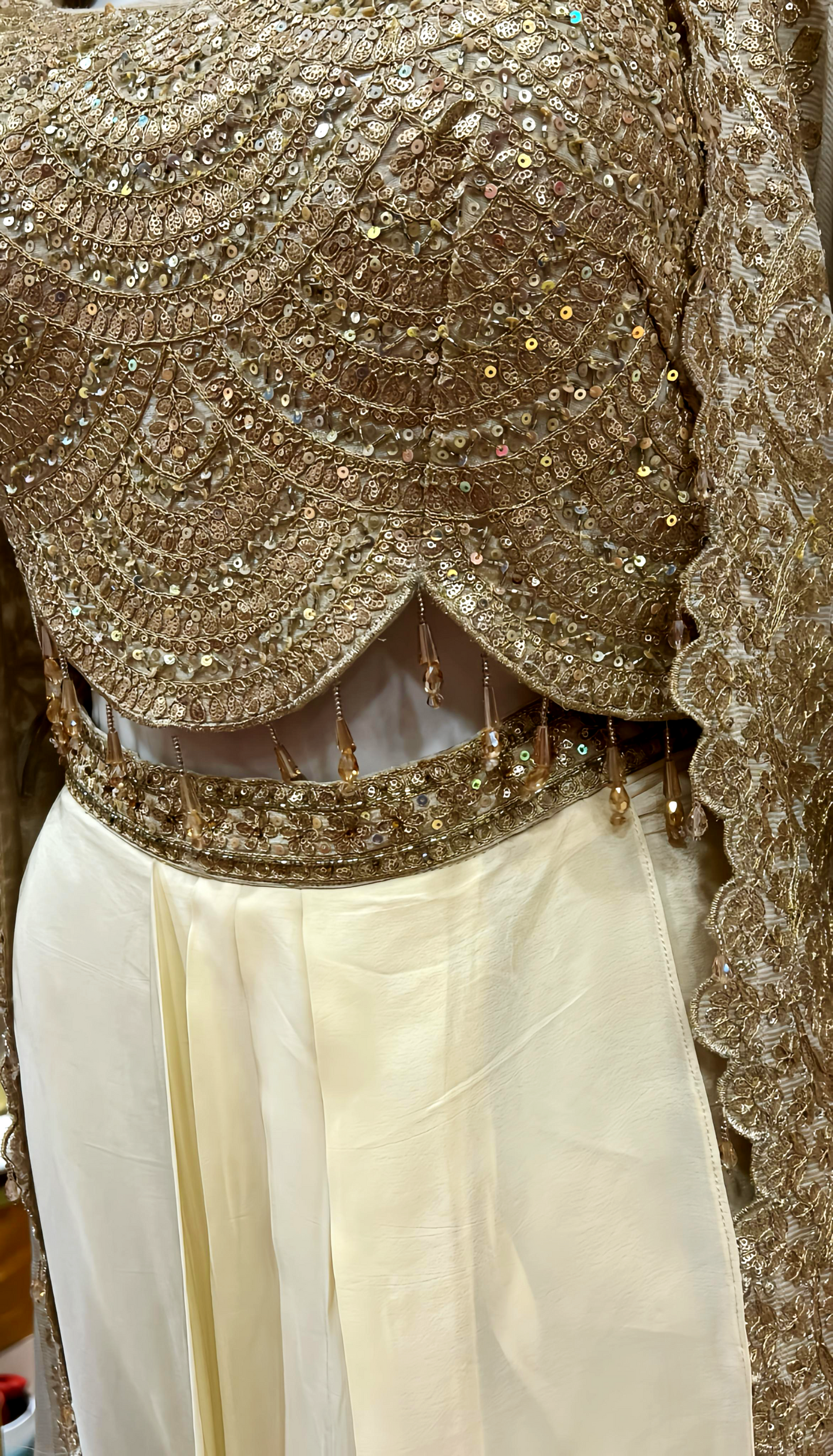 RIANA IVORY GOLD LUXE DRAPE SET HOA0182