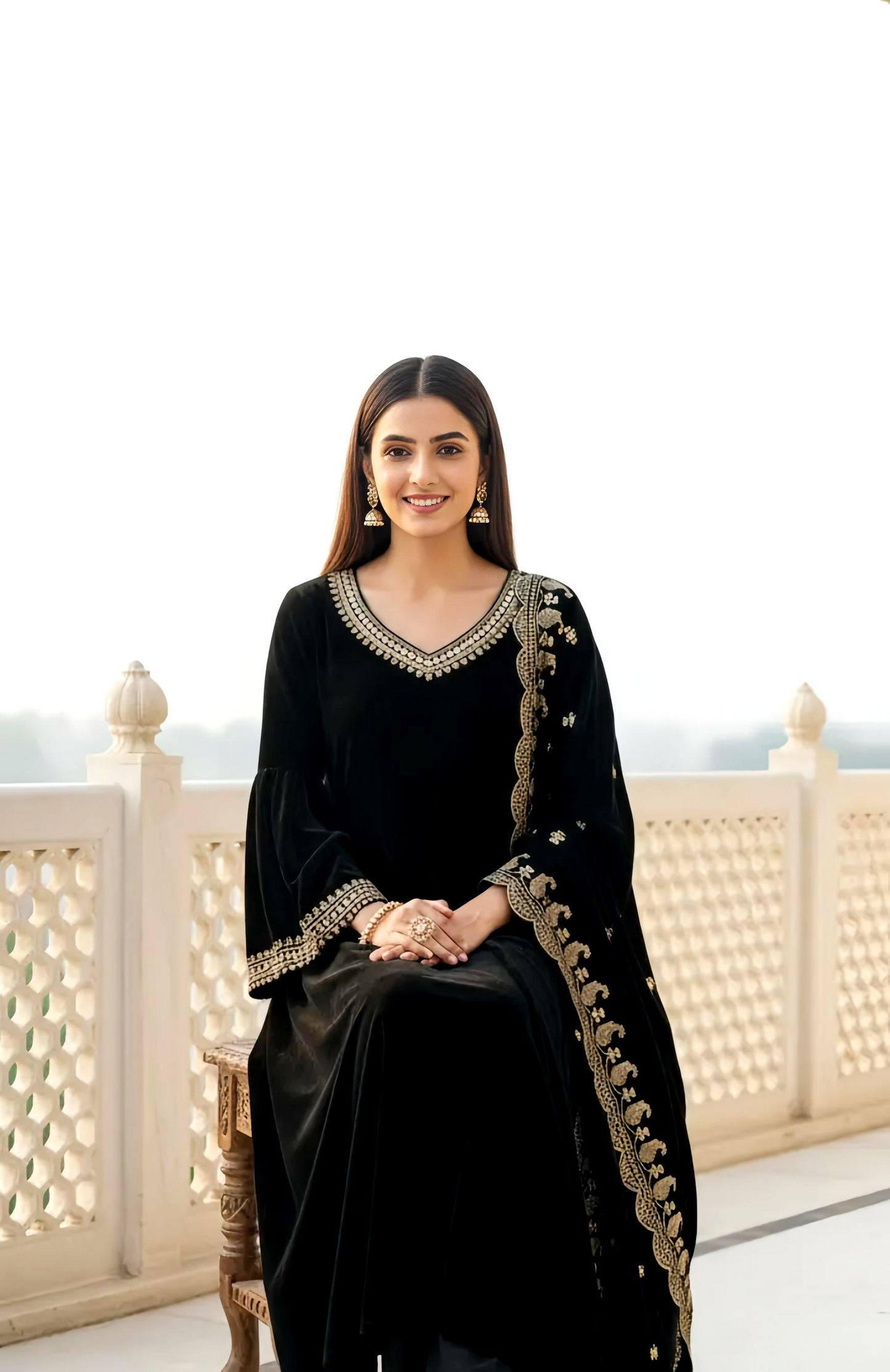 NIA PREMIUM VELVET A-LINE PAKISTANI  SET HOA0188