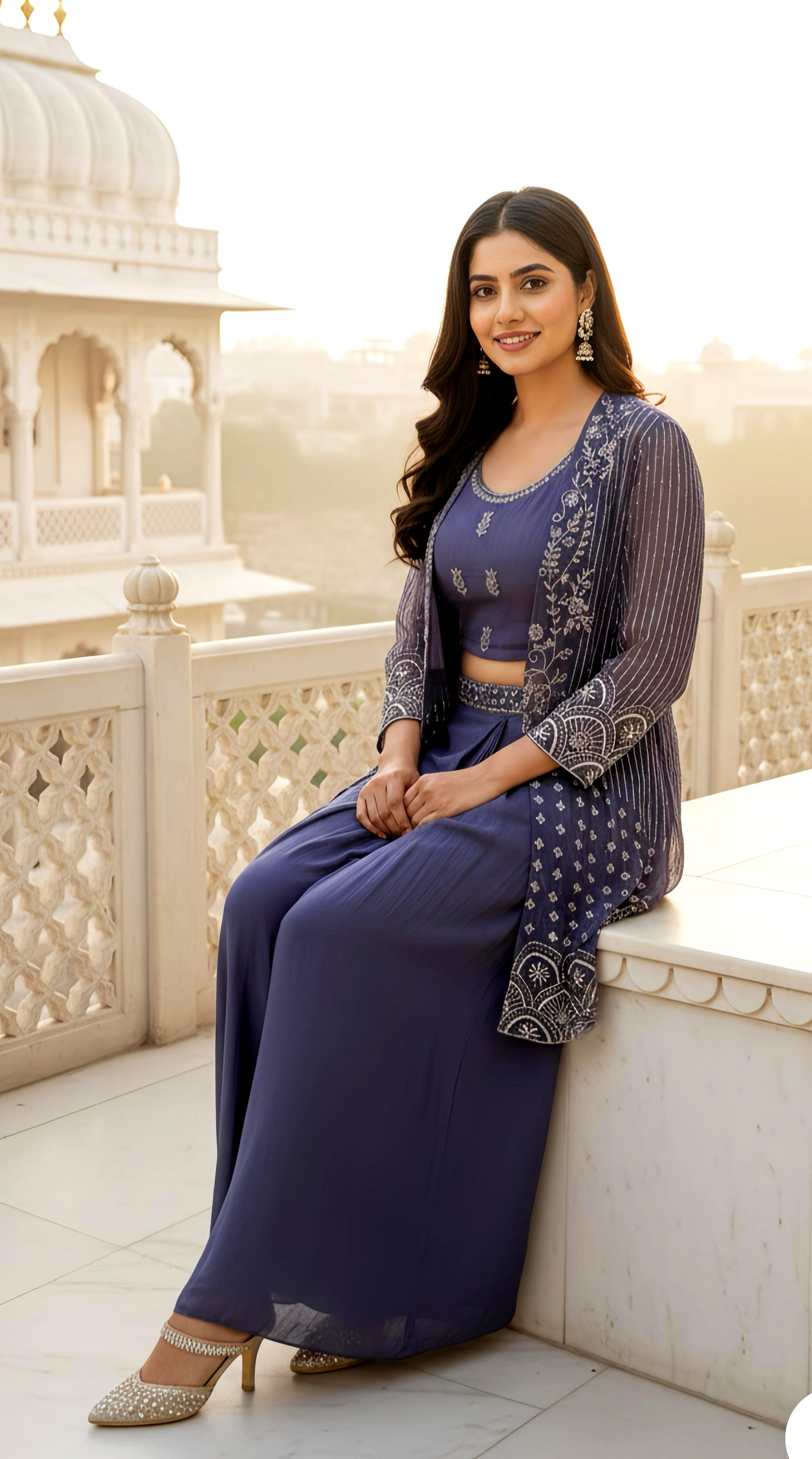 PRANSHI DRAPE SKIRT WITH SHRUG HOA0147