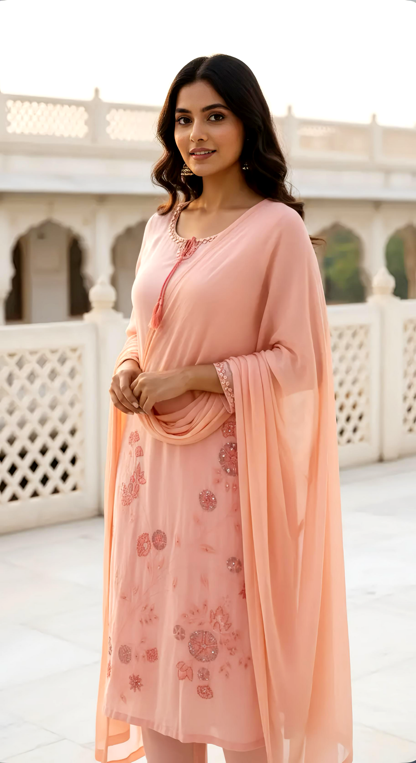 Cotton Suit Set with Kantha Hand Work HOA0210
