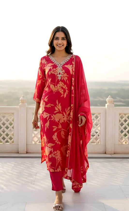 SMYRA ELEGANT SUIT WITH HAND EMBROIDERY HOA0162