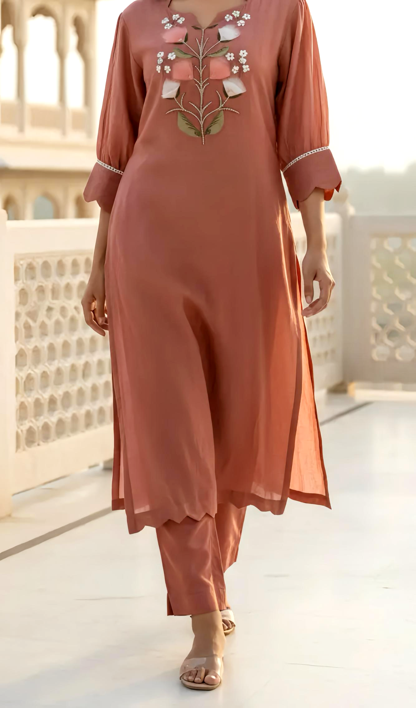 ENGLISH MUL CHANDERI DUPATTA SET HOA0170