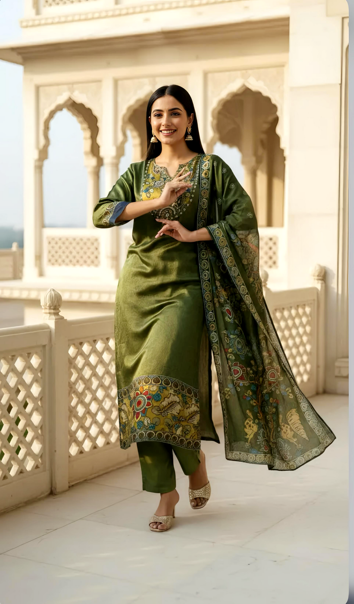 Kalamkari Printing Suit crepe HOA0200