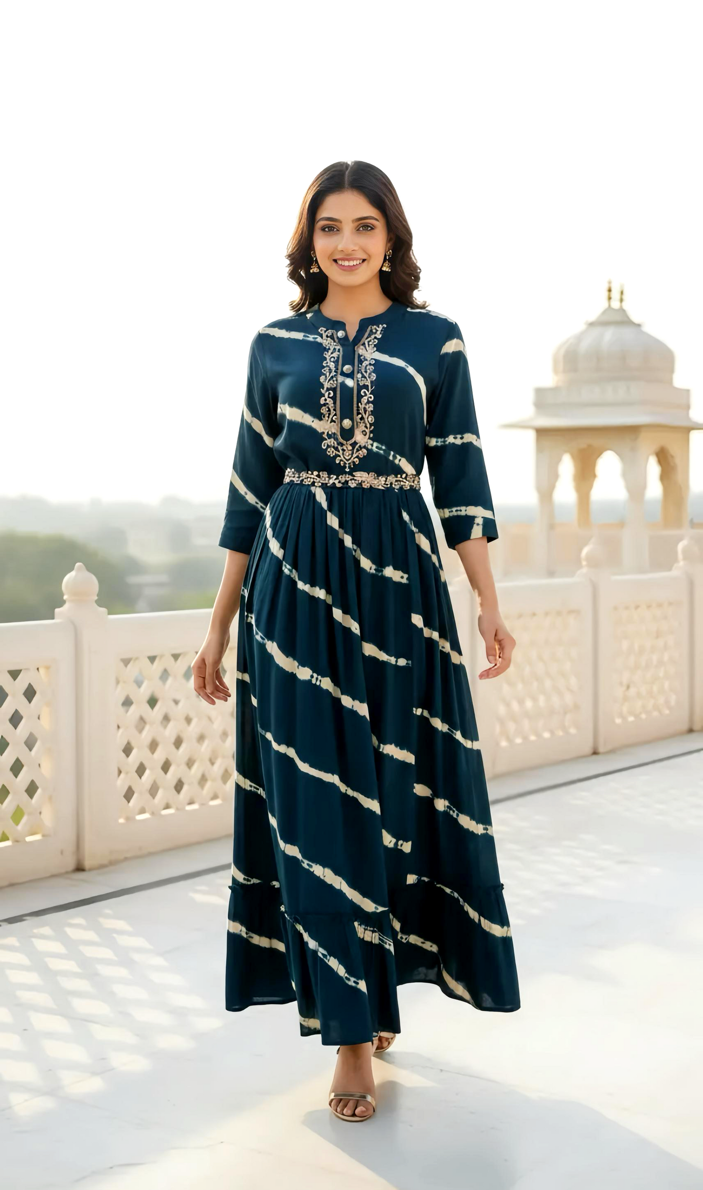 RIMJHIM INDO-WESTERN HAND EMB. DRESS HOA0175