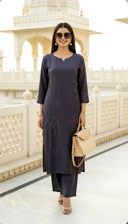 MYRA ENGLISH COLOR KURTA PANTS HOA0201