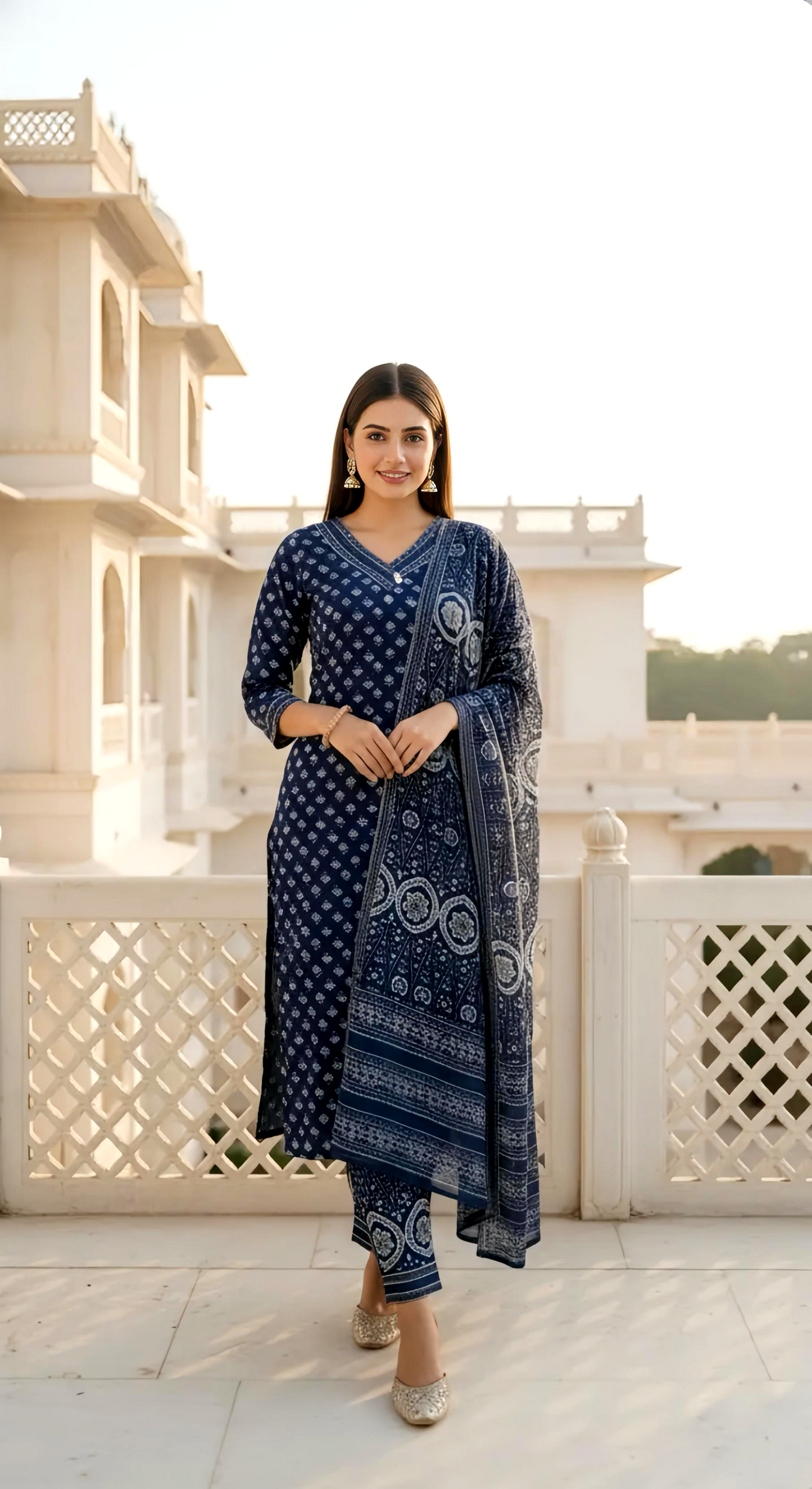 DIMPLE TRADITIONAL MUL COTTON SUIT HOA090