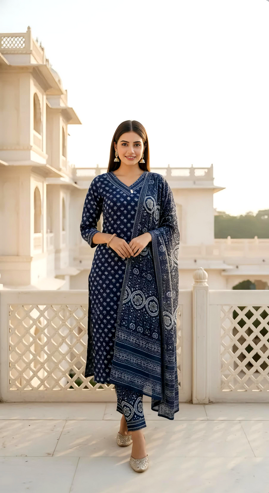 DIMPLE TRADITIONAL MUL COTTON SUIT HOA090
