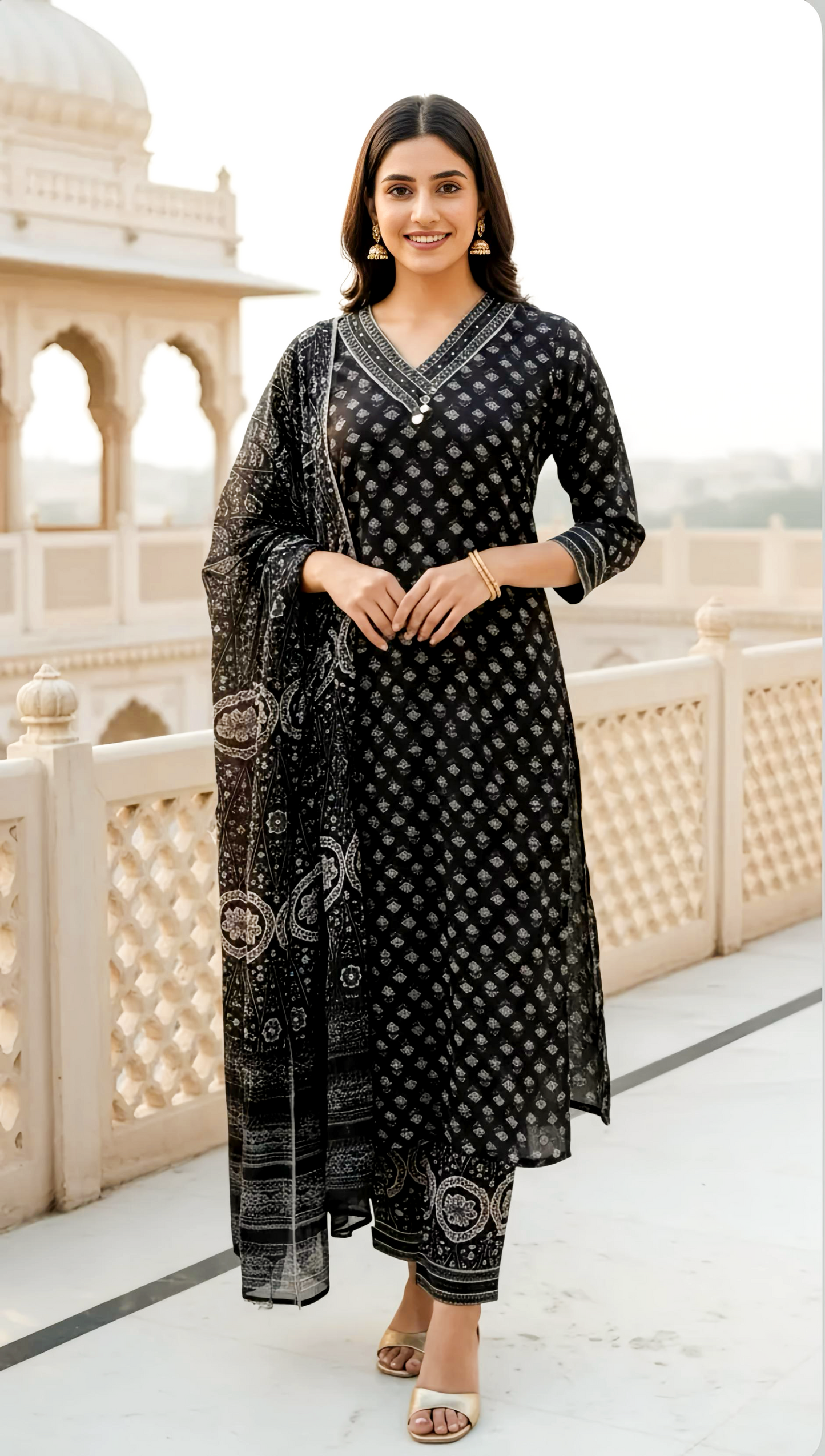 DIMPLE TRADITIONAL MUL COTTON SUIT HOA090