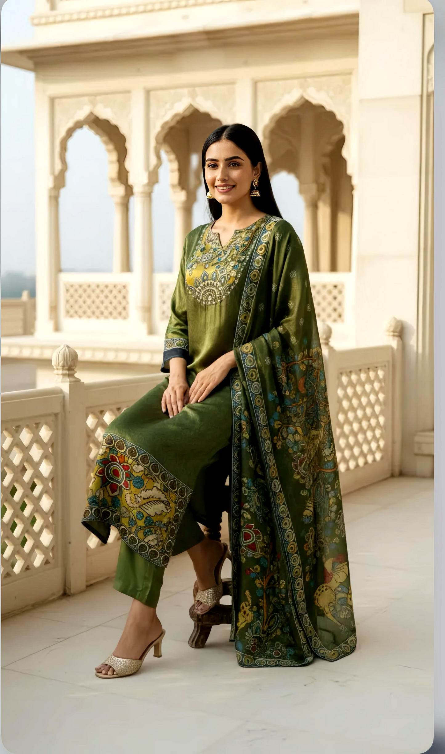 Kalamkari Printing Suit crepe HOA0200