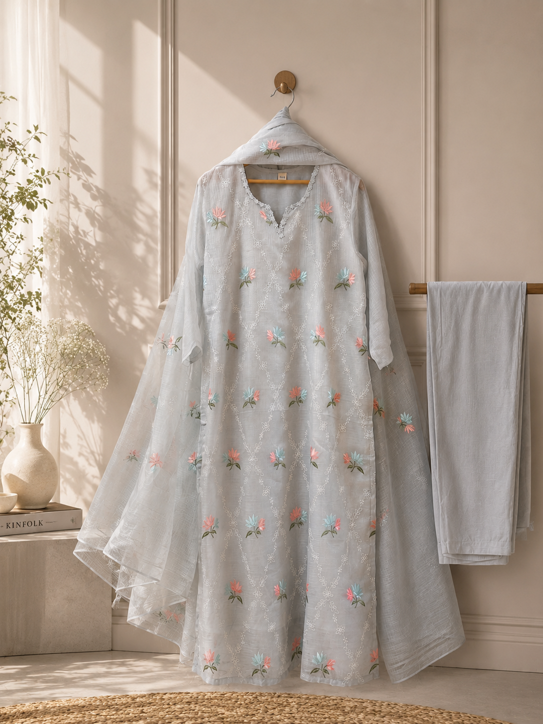 Kota Doria Suit – Comfortable Pants & Kota Doria Dupatta HOA0219