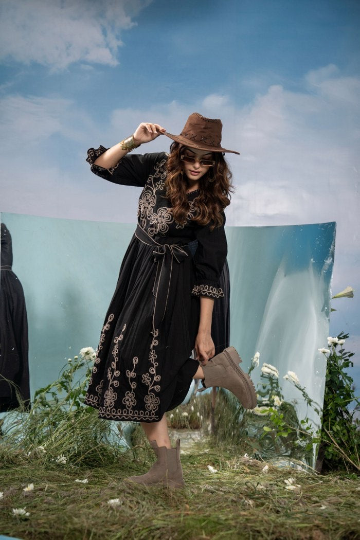 Beautiful Cotton Dress With Embroidery Work HOA004