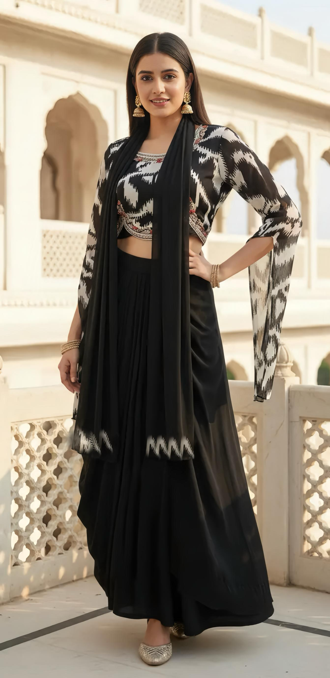 Deepika DRAPE SET WITH HAND EMBROIDERY HOA0169