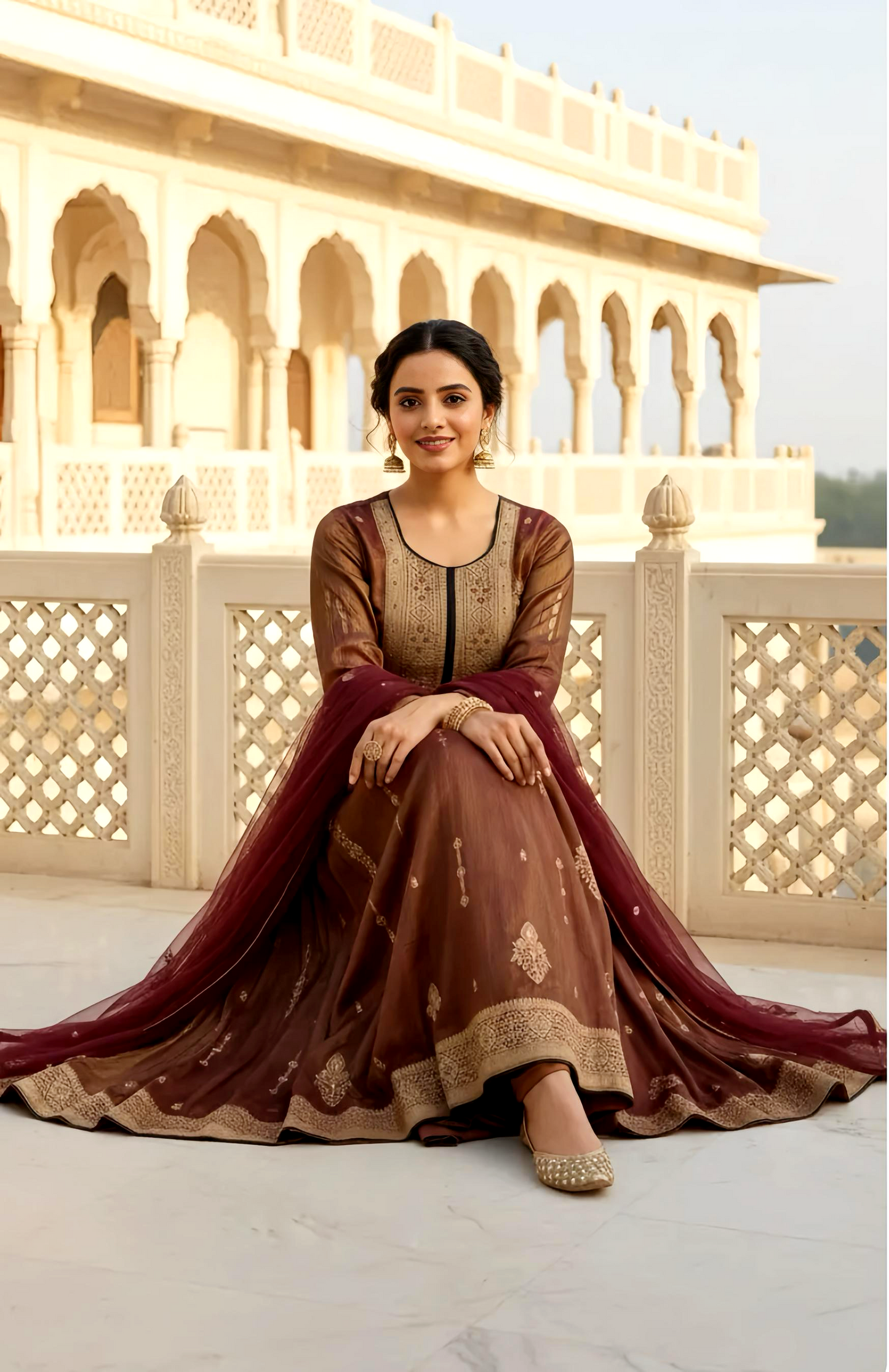 BURGET FRIENDLY PARTYWEAR GOWN WITH DUPATTA HOA094