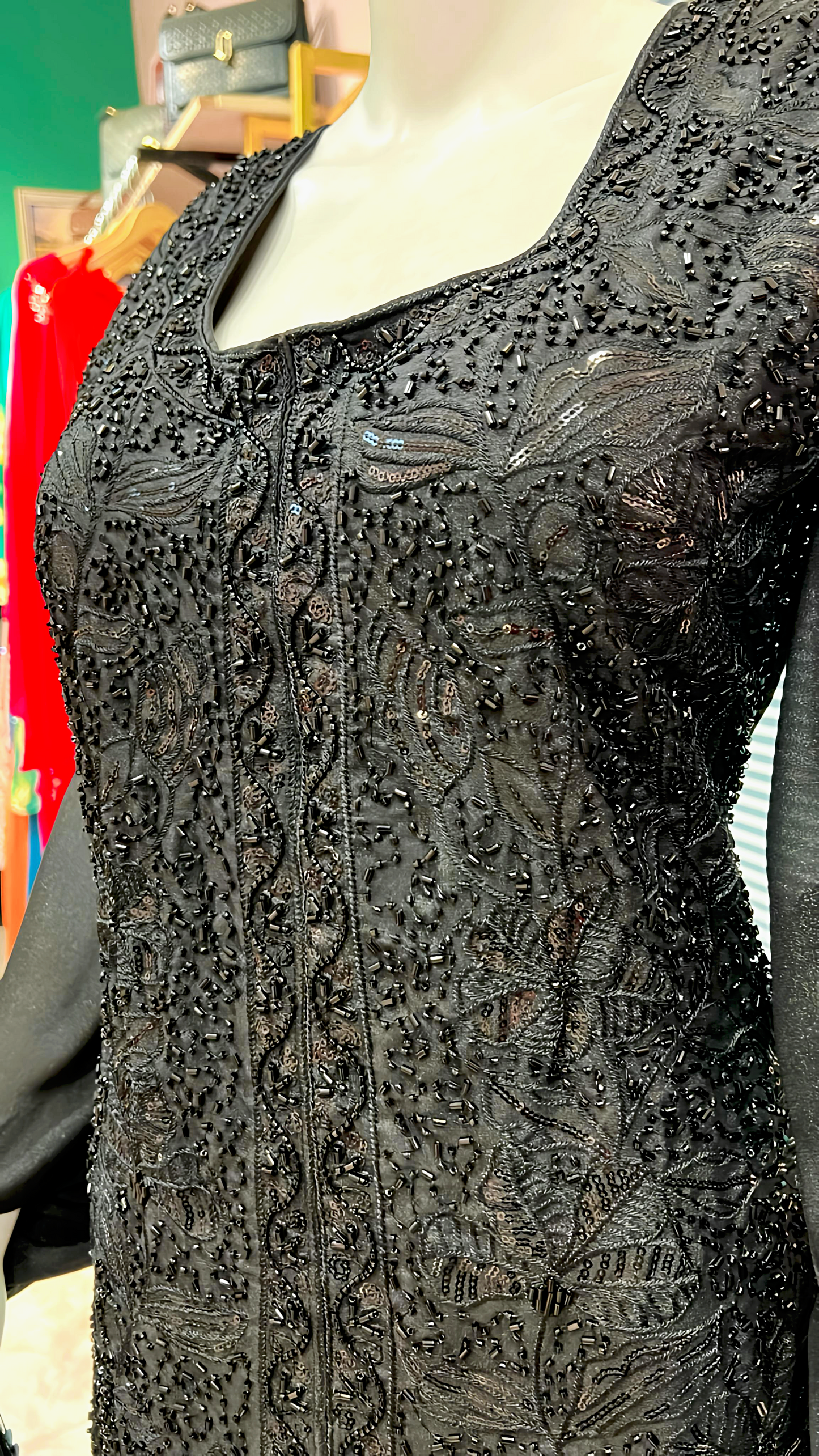 BLACK SKIRT SILK PLEATED SKIRT SET HOA0187