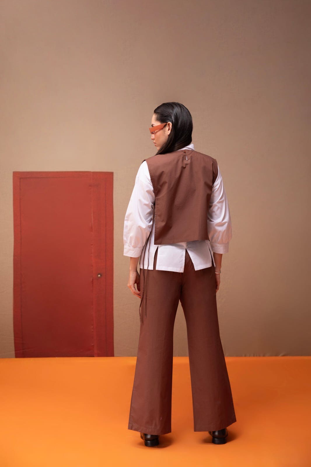SMART WEST COORD SET BROWN HOA066