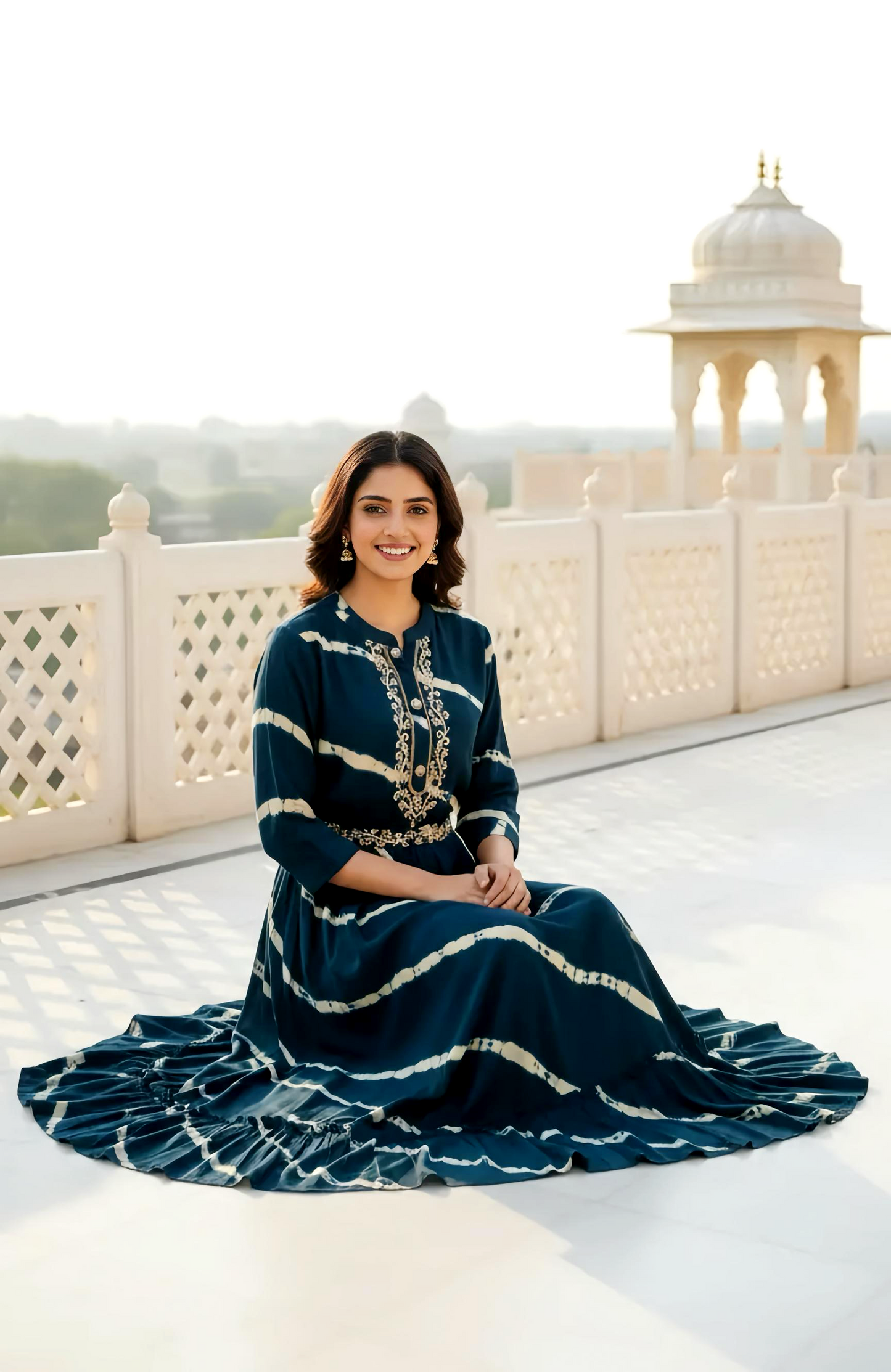 RIMJHIM INDO-WESTERN HAND EMB. DRESS HOA0175