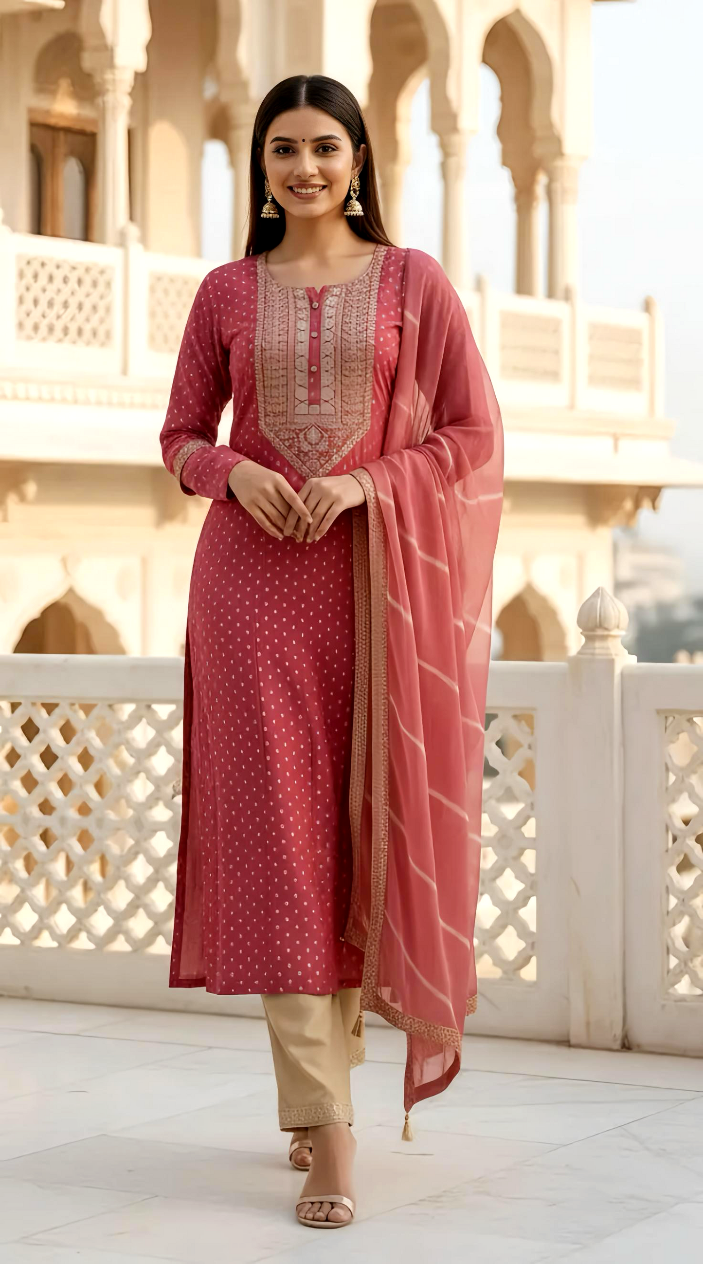 DEEPIKA BANDANI DUPATTA SET HOA0183