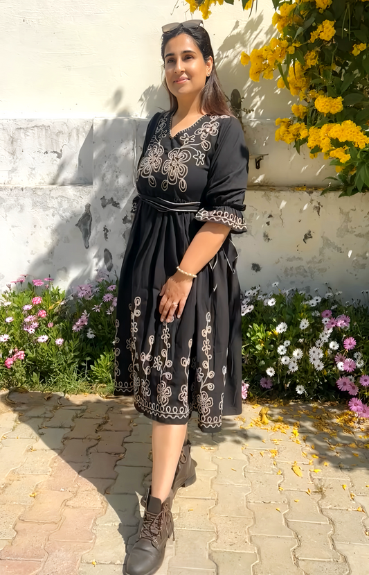 Beautiful Cotton Dress With Embroidery Work HOA004
