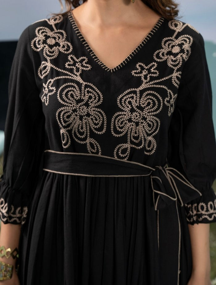 Beautiful Cotton Dress With Embroidery Work HOA004
