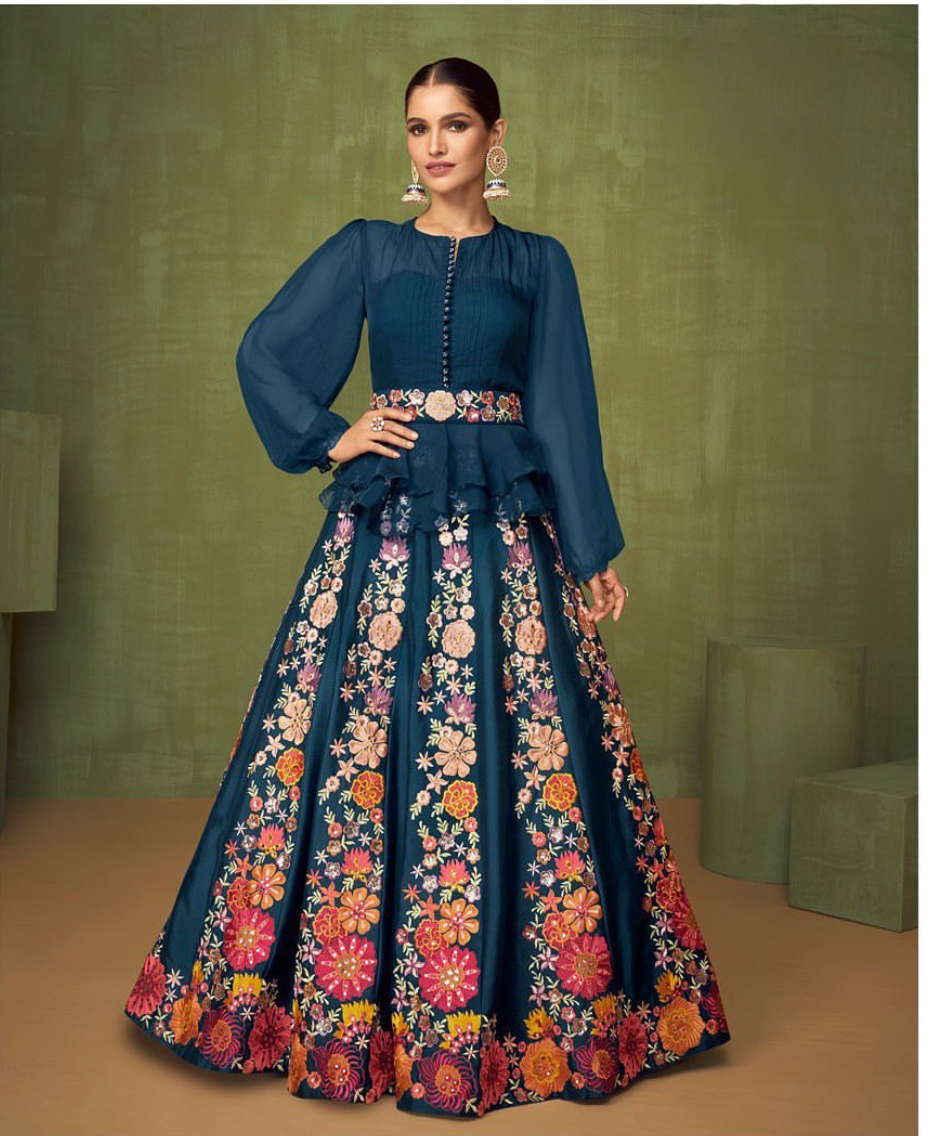 Beautiful Partywear Dress With Skirt and Belt HOA015