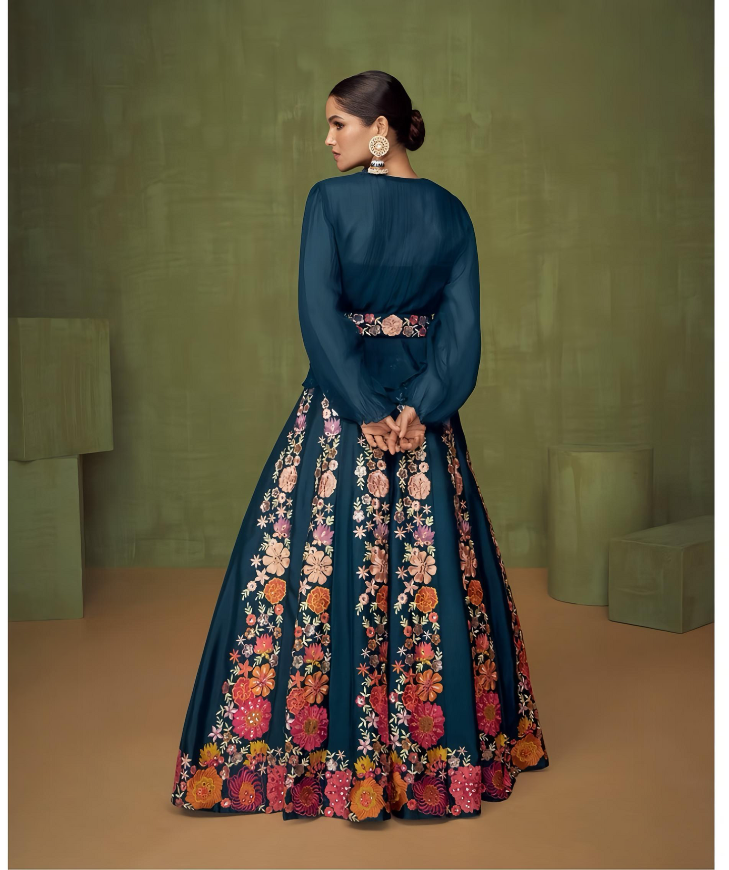 Beautiful Partywear Dress With Skirt and Belt HOA015