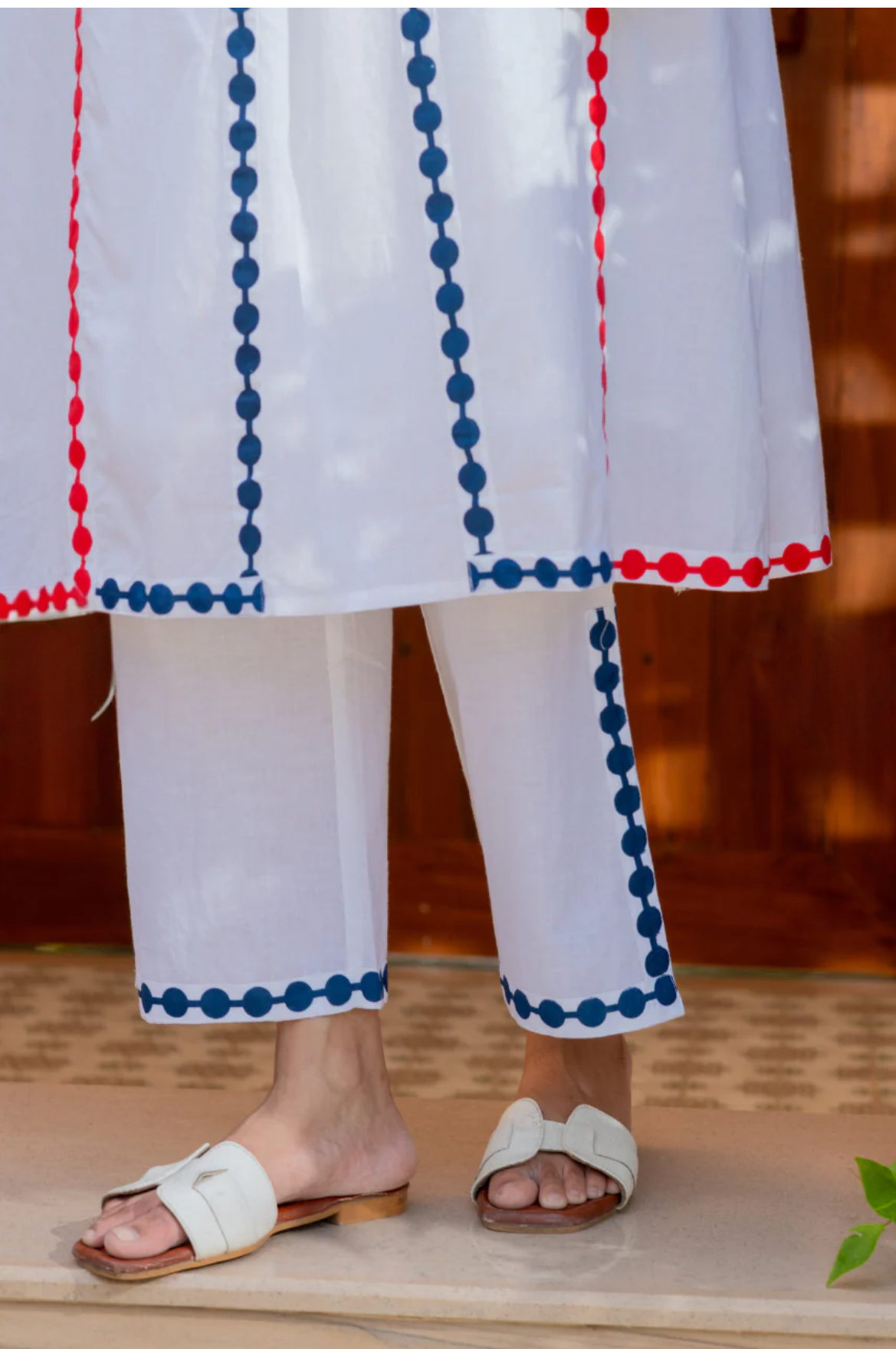 Beautiful Retro Polka Cotton Designer Outfit With Stylish Pants HOA025