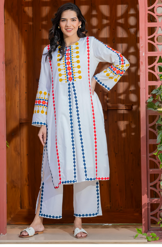 Beautiful Retro Polka Cotton Designer Outfit With Stylish Pants HOA025