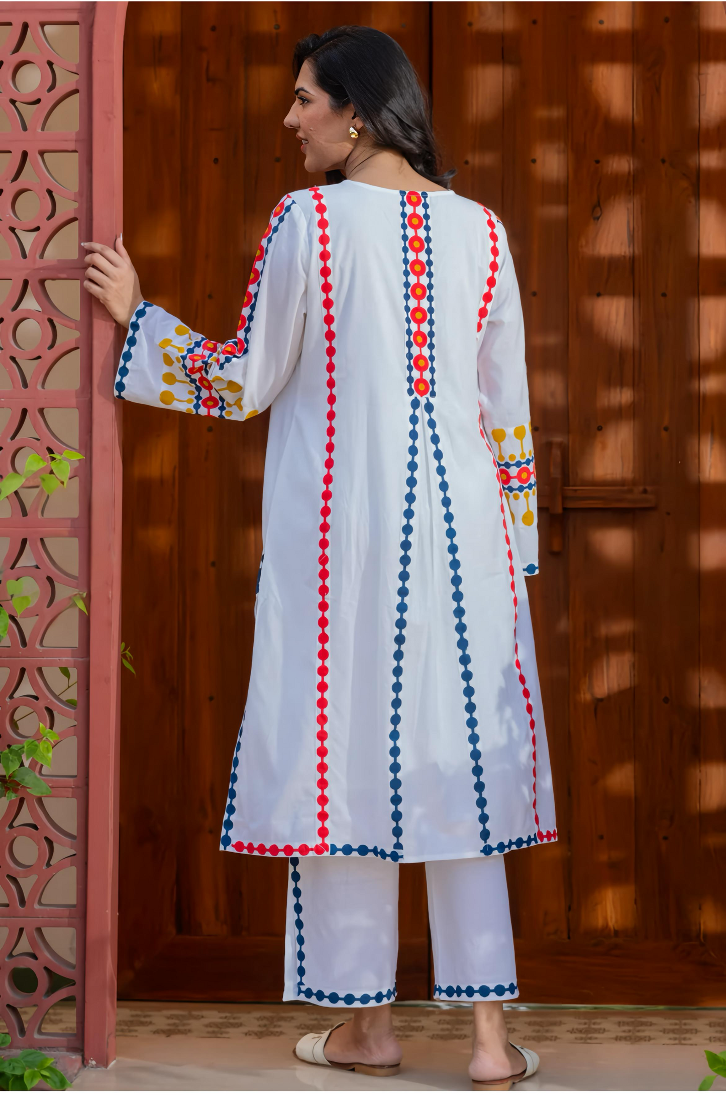 Beautiful Retro Polka Cotton Designer Outfit With Stylish Pants HOA025