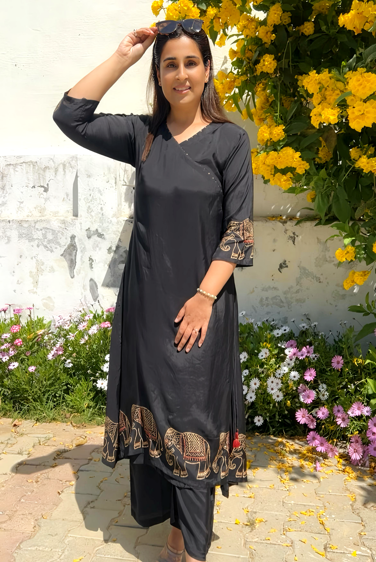 Beautiful Royal Elephant Print Kurti HOA011
